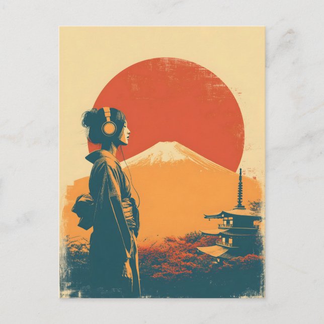 Mount Fuji vintage Postcard (Front)
