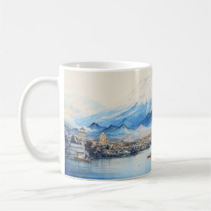 Mount Fuji Watercolour Painting Design.  Coffee Mug