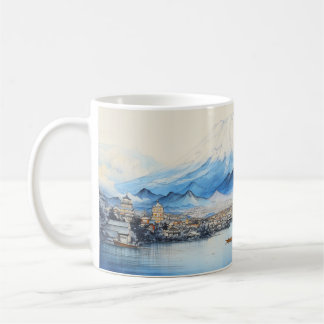Mount Fuji Watercolour Painting Design.  Coffee Mug