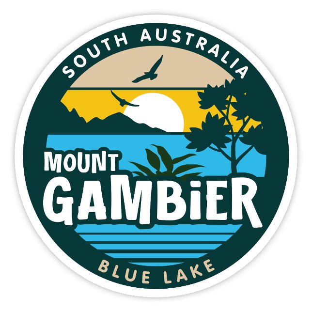 Mount Gambier, South Australia Sticker (Mount Gambier, Blue Lake South Australia Retro Round Sticker)