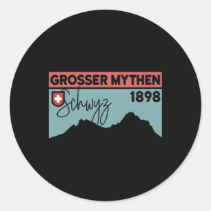 Mount Grosser Mythen Hike Mountain Biking Swiss Hi Classic Round Sticker