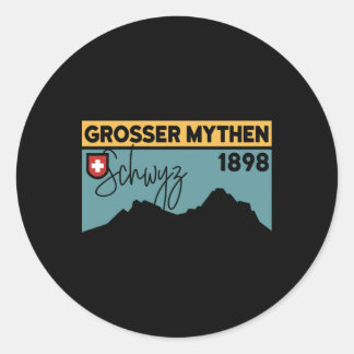 Mount Grosser Mythen Hike Mountain Biking Swiss Hi Classic Round Sticker