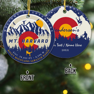 Mount Harvard Colorado 14ers Fourteener Climbing Ceramic Ornament