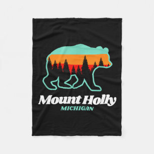 Mount holly michigan skiing snowboarding bear fleece blanket