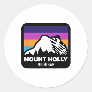 Mount Holly Michigan Skiing Snowboarding Family Sk Classic Round Sticker
