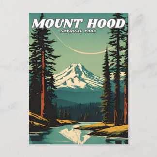 Mount Hood National Park illustration retro Classi Postcard