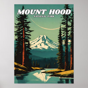 Mount Hood National Park illustration retro Classi Poster