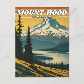Mount Hood National Park illustration retro Decora Postcard