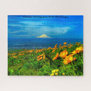 Mount Hood Oregon.Christmas Greetings Jigsaw Puzzle