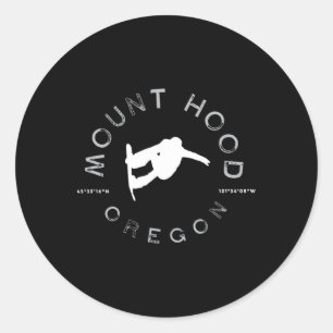 Mount Hood Oregon Graphic Vintage Snowboarding Classic Round Sticker