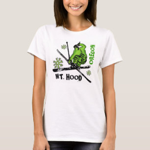 Mount Hood Oregon green skier ladies tee