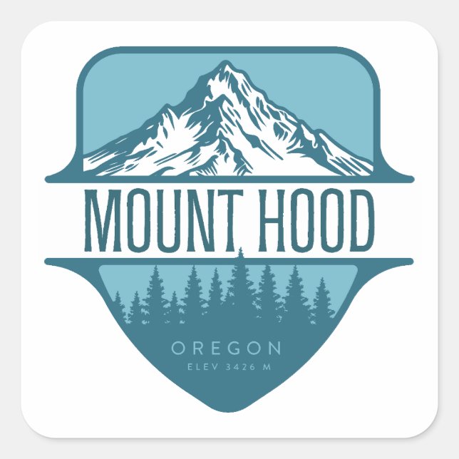 Mount Hood Oregon Mountain crest design Square Sticker (Front)