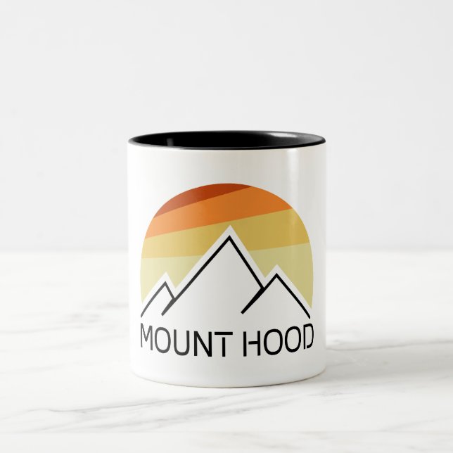 Mount Hood Oregon Retro Two-Tone Coffee Mug (Center)