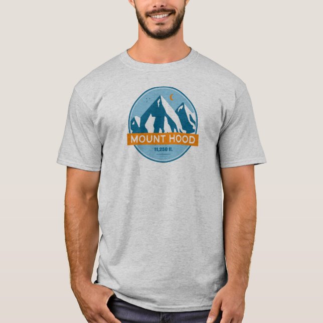 Mount Hood Oregon Stars Moon T-Shirt (Front)