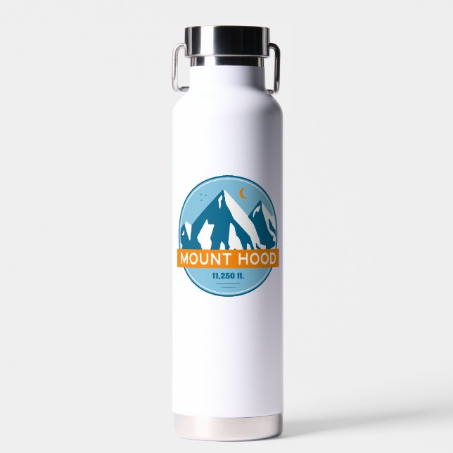 Mount Hood Oregon Stars Moon Water Bottle (Front)