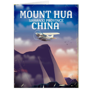 Mount Hua China vintage flight poster