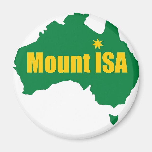 Mount Isa Green and Gold Map Magnet (Front)