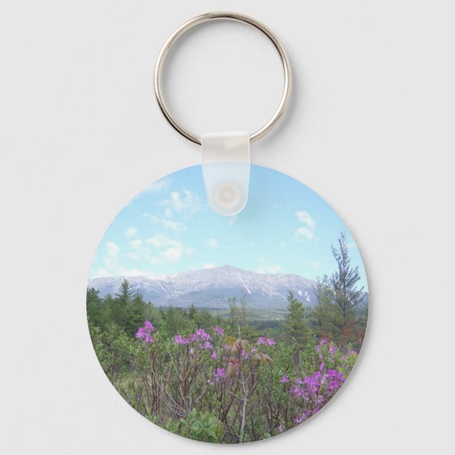 Mount Katahdin and wild flowers Key Ring (Front)