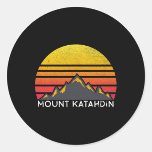 Mount Katahdin Maine Sunset Hiking Vintage T Shirt Classic Round Sticker