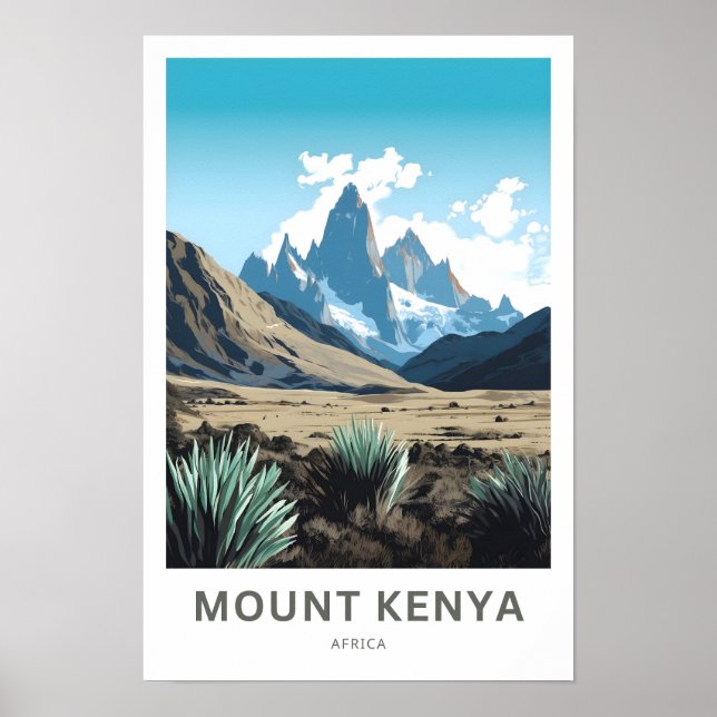 Mount Kenya Africa Travel Print (Front)