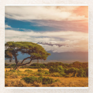 Mount Kilimanjaro Amboseli, Kenya Glass Coaster