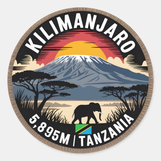 Mount Kilimanjaro Classic Round Sticker (Front)