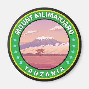 Mount Kilimanjaro Tanzania Africa Circle Badge Magnet