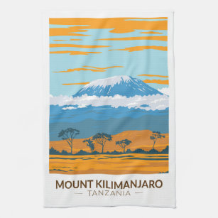 Mount Kilimanjaro Tanzania Africa Vintage Tea Towel