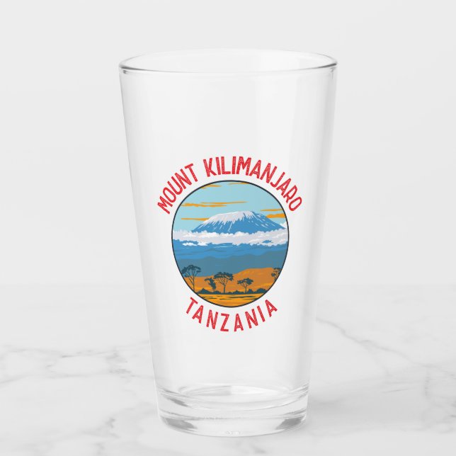 Mount Kilimanjaro Tanzania Distressed Circle Glass (Front)