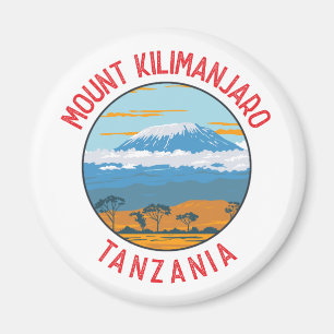 Mount Kilimanjaro Tanzania Distressed Circle Magnet