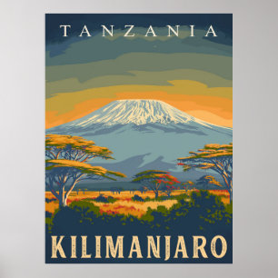 Mount Kilimanjaro, Tanzania Stunning Vintage Poster