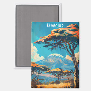 Mount Kilimanjaro Tanzania Vintage Travel Magnet