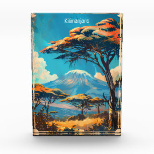 Mount Kilimanjaro Tanzania Vintage Travel Photo Block