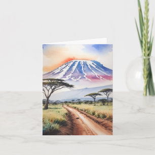 Mount Kilimanjaro Tanzania Watercolor Stationery Card