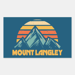 Mount Langley California Retro Turquoise Rectangular Sticker