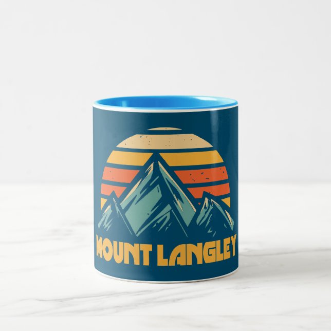 Mount Langley California Retro Turquoise Two-Tone Coffee Mug (Center)