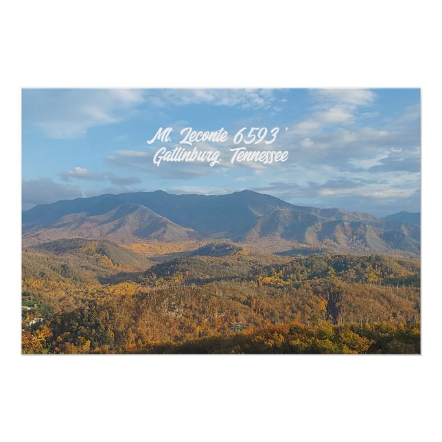 Mount Leconte Gatlinburg Tennessee Elevation Poster (Front)