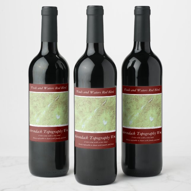 Mount Marcy Topographical Map - Adirondack Park Wine Label (Bottles)