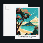 Mount Maunganui NZ Vintage Travel Illustration Postcard<br><div class="desc">Mount Maunganui New Zealand Art Vintage Travel Portrait Painting Illustration</div>