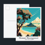 Mount Maunganui NZ Vintage Travel Illustration Postcard<br><div class="desc">Mount Maunganui New Zealand Art Vintage Travel Portrait Painting Illustration</div>