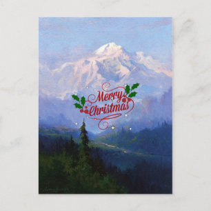 Mount McKinley, Alaska - Merry Christmas Holiday Postcard
