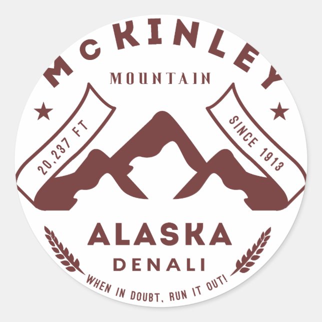 Mount McKinley Denali Alaska Classic Round Sticker (Front)