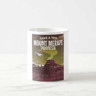 Mount Merapi Indonesia vintage cartoon poster Coffee Mug