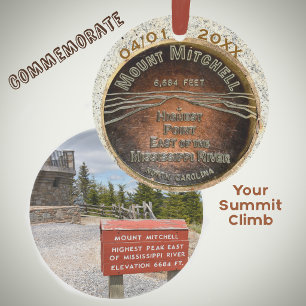 Mount Mitchell Summit Marker Blue Ridge Mountains Ornament