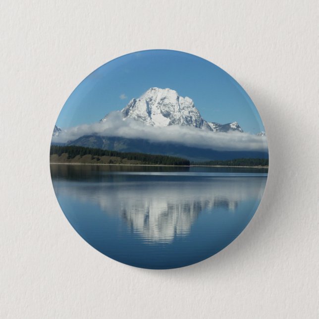 Mount Moran Reflection at Grand Teton 6 Cm Round Badge (Front)