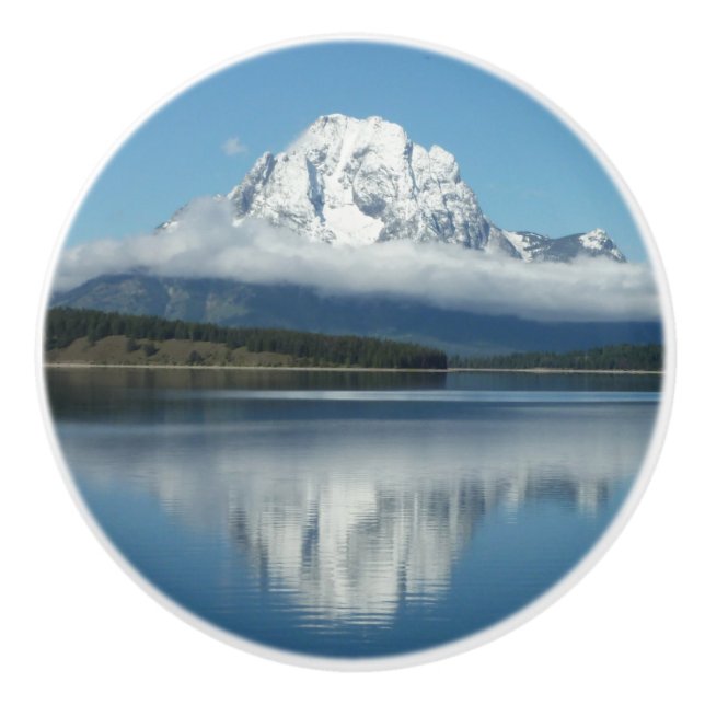 Mount Moran Reflection at Grand Teton Ceramic Knob (Front)