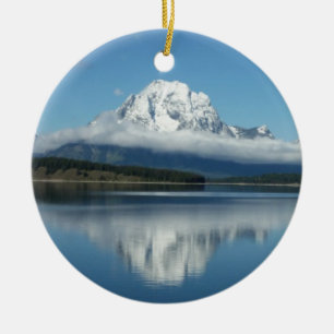 Mount Moran Reflection at Grand Teton Ceramic Tree Decoration
