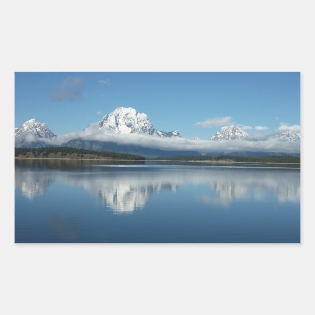 Mount Moran Reflection at Grand Teton Rectangular Sticker (Front)