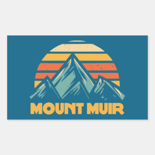Mount Muir California Retro Turquoise Rectangular Sticker