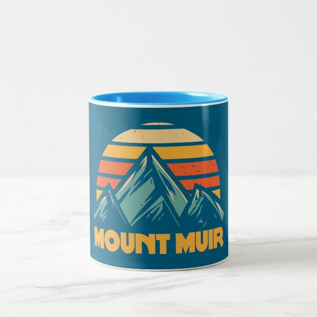 Mount Muir California Retro Turquoise Two-Tone Coffee Mug (Center)